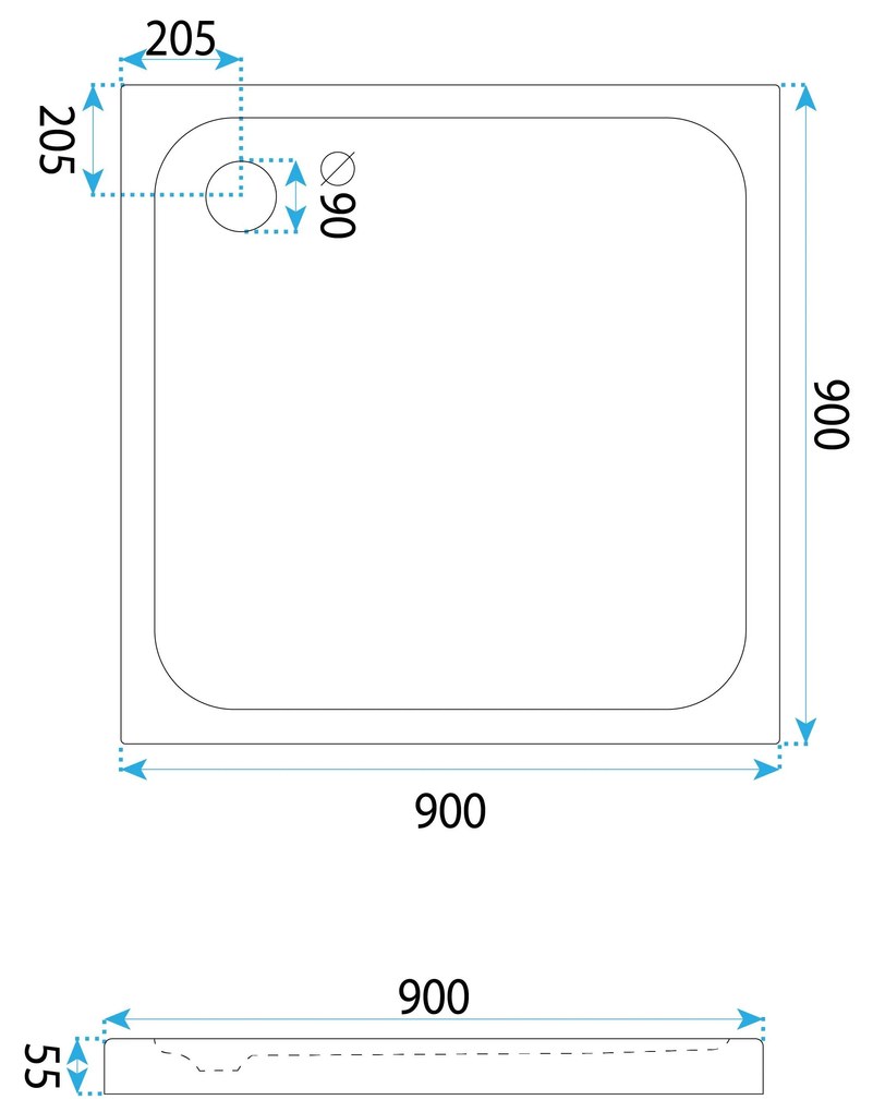 Корито за душ кабина-акрилно Rea Belmond White 90x90