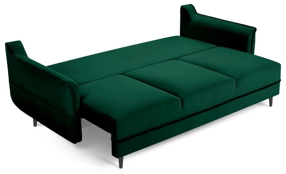 Разтегателен диван от зелено кадифе Basso - Kooko Home