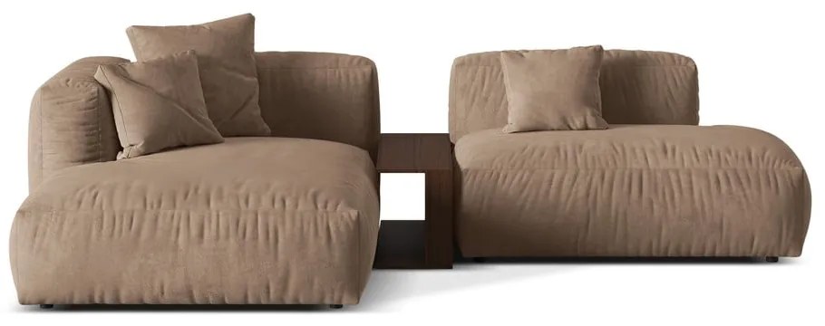 Светлокафяв кадифен модулен ъглов диван (ляв ъгъл) Martina – Micadoni