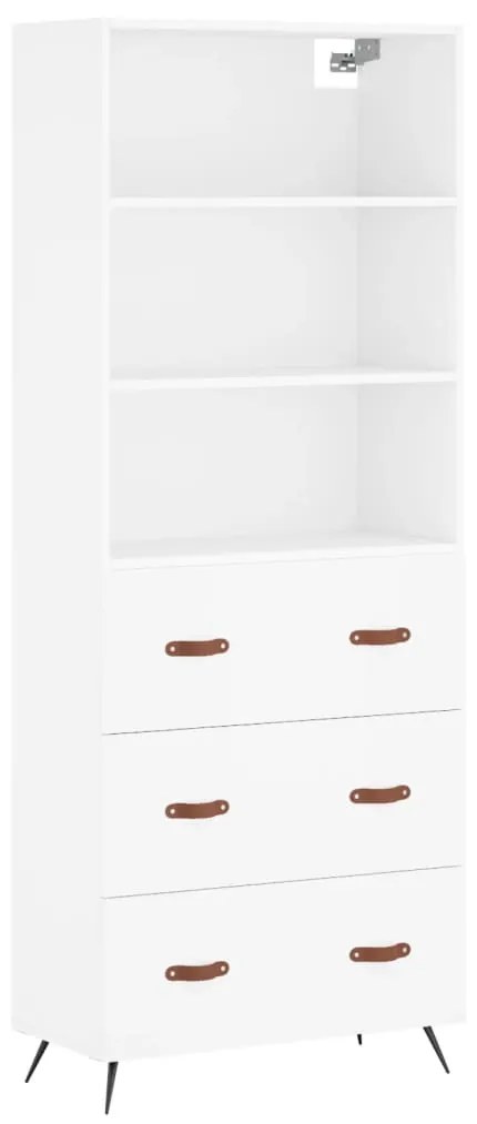 3189349 vidaXL Висок шкаф, бял, 69,5x34x180 см, инженерно дърво