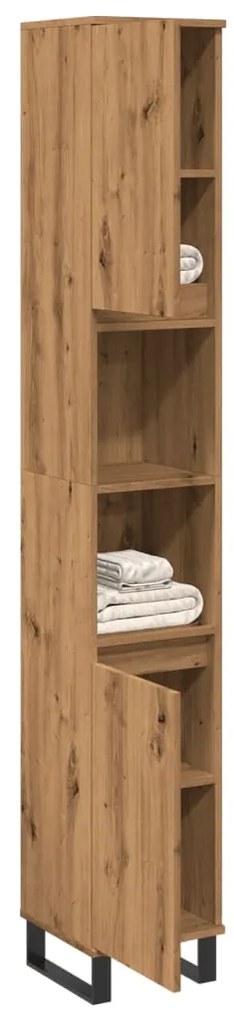 857203 vidaXL Шкаф за баня, дъб артизан, 30x30x190 см, инженерно дърво