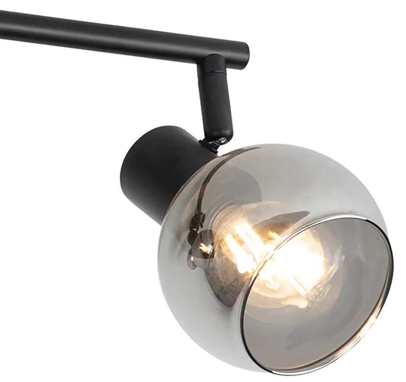 Интелигентен плафон черен с опушено стъкло, включително 4 Wifi P45 - Vidro