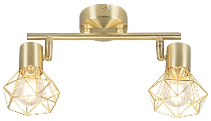 Прожектор Art Deco месинг наклоняем и въртящ се 2-светлинен - Mosh