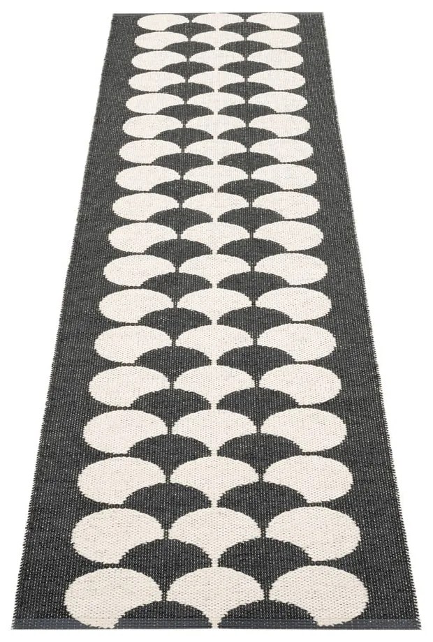 Черна и кремава пътека за открито и закрито 70x250 cm Poppy Black Vanilla – Pappelina