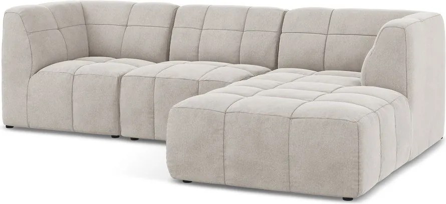 Бежов кадифен ъглов диван (десен ъгъл) Aloha – Makamii