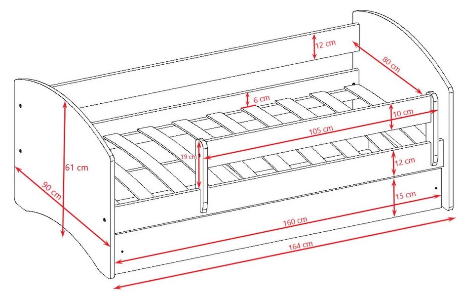 Детско легло Babydreams Cartoon-Roz-160 x 80-Dancer