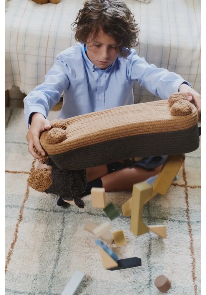 Ръчно изработен памучен килим подходящ за пране в кремав и светлозелен цвят 90x120 cm Tartan Blue Sage – Lorena Canals