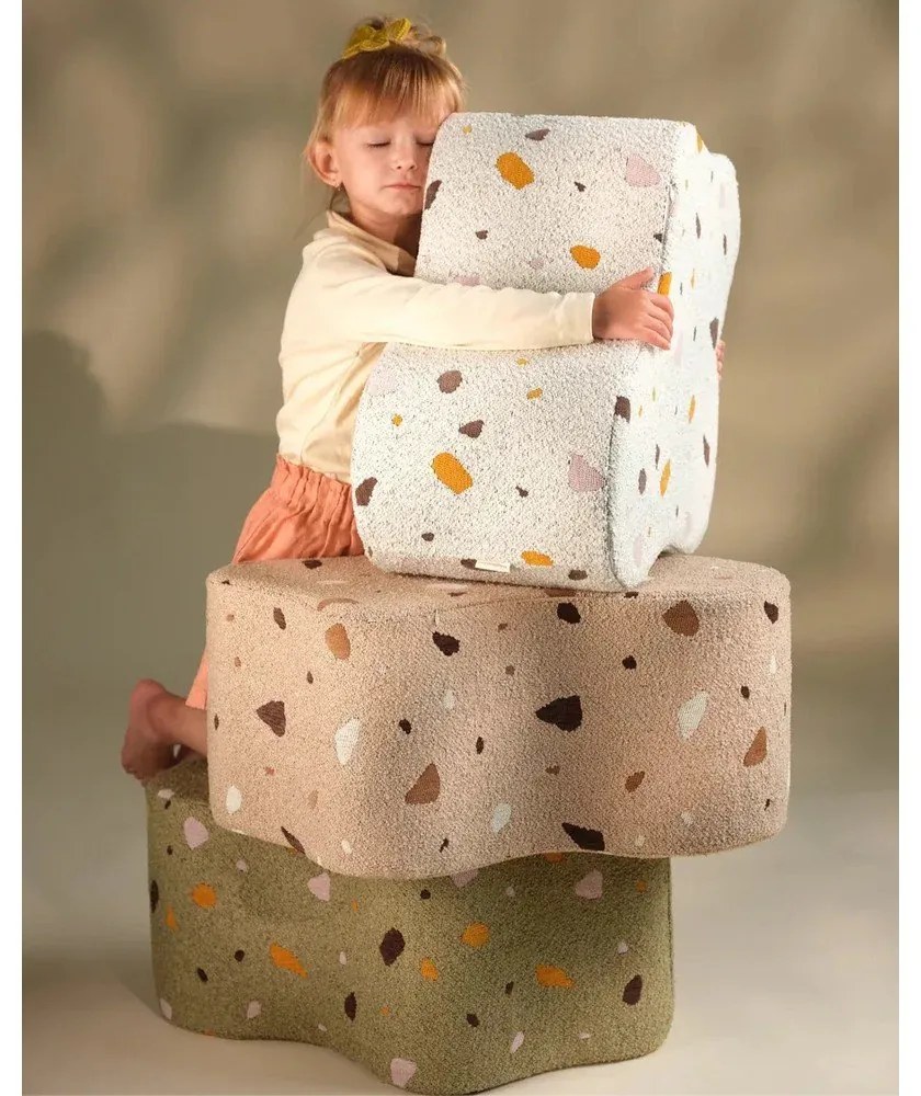 Бял детски пуф от букле и шенил Terrazzo Cloud – Wigiwama