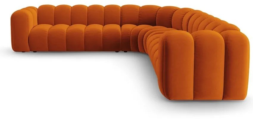 Кадифен модулен ъглов диван в тухлен цвят Lupine – Micadoni