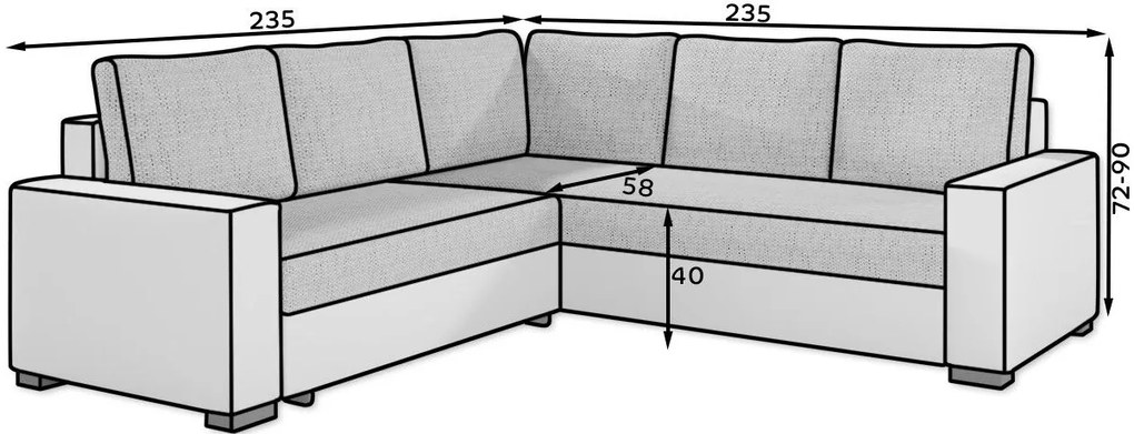 Ъгъл диван Caneen-White - Gray