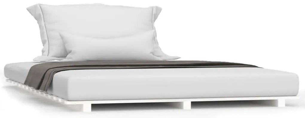 824604 vidaXL Рамка за легло, бяла, бор масив, 140x190 см