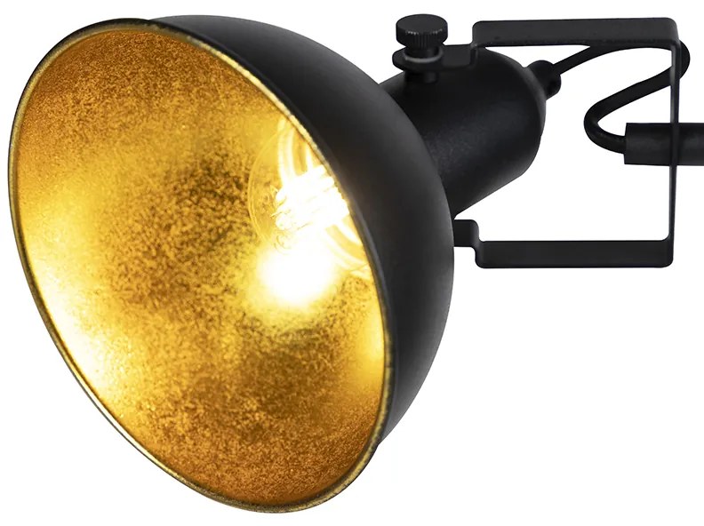 Индустриална подова лампа черна със злато 3-светлина - Tommy