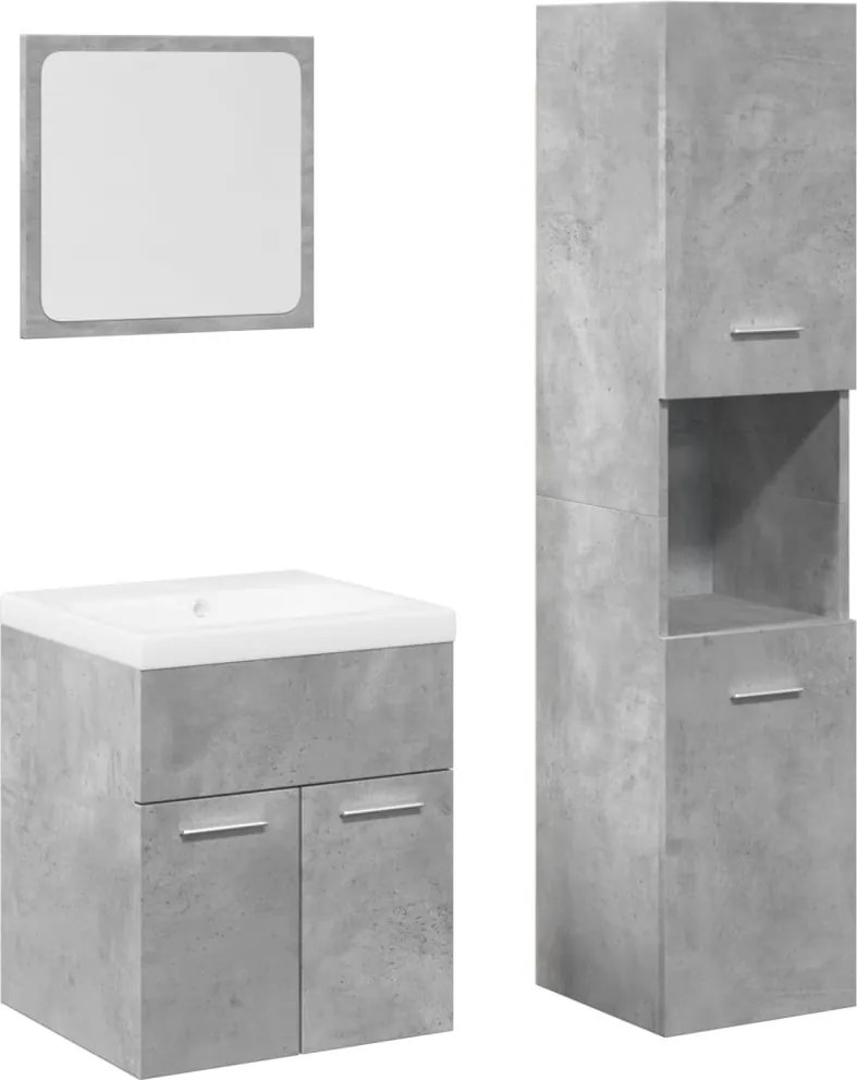 3324879 vidaXL Комплект мебели за баня от 4 части бетонно сив инженерно дърво