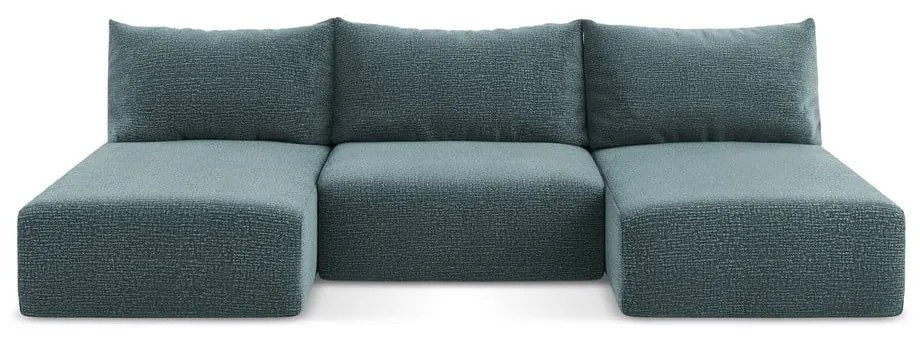 Тюркоазен разтегателен ъглов диван с място за съхранение Kalena – Makamii