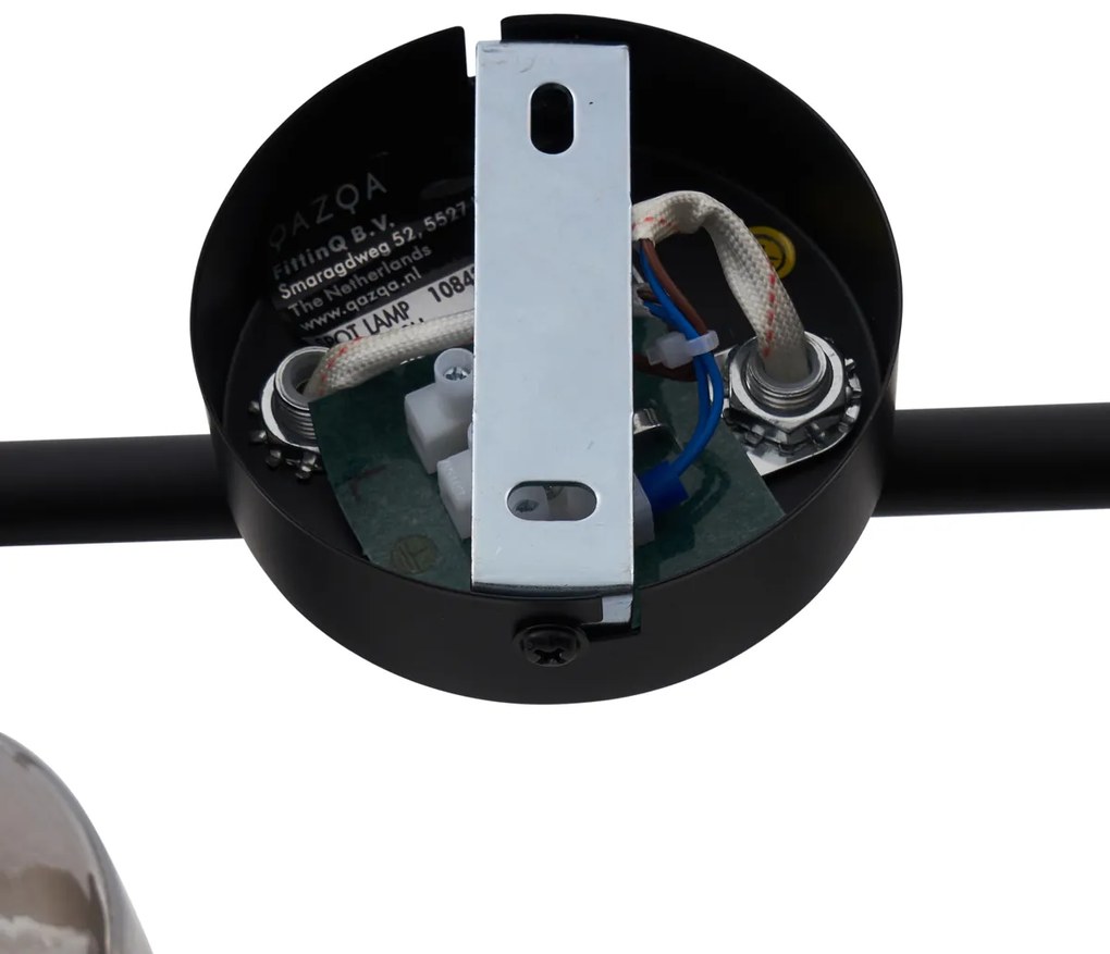 Модерен таванен полилей черен с кръгло димно стъкло 2-светлинен - Cilin