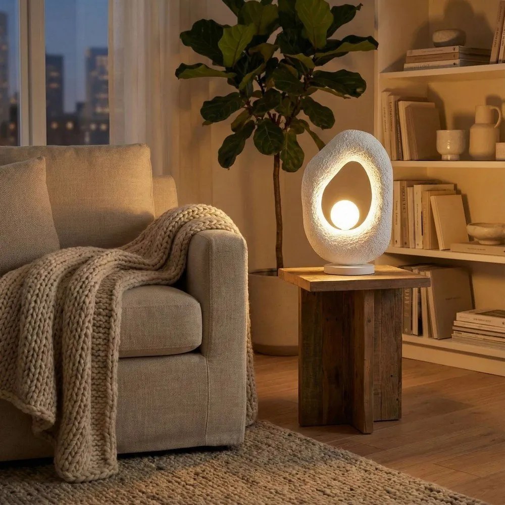 Бяла метална настолна лампа (височина 50 cm) Lore – Opviq lights