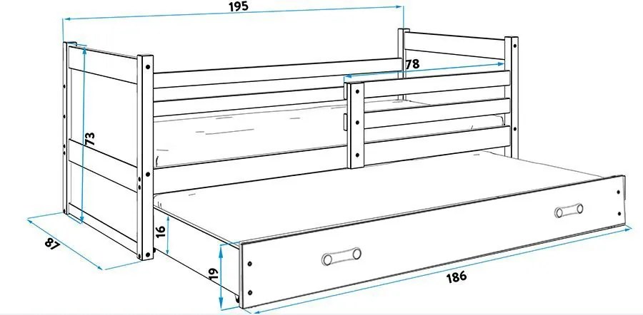 Легло Riccon II-Γραφίτης-190 x 80