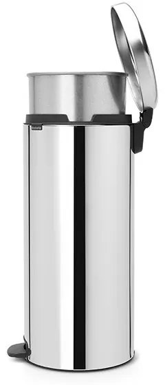 Кош за боклук с педал Brabantia NewIcon 649064, 30 л, Плавно затваряне, Противоплъзгаща основа, Метална вътрешна кофа, Инокс