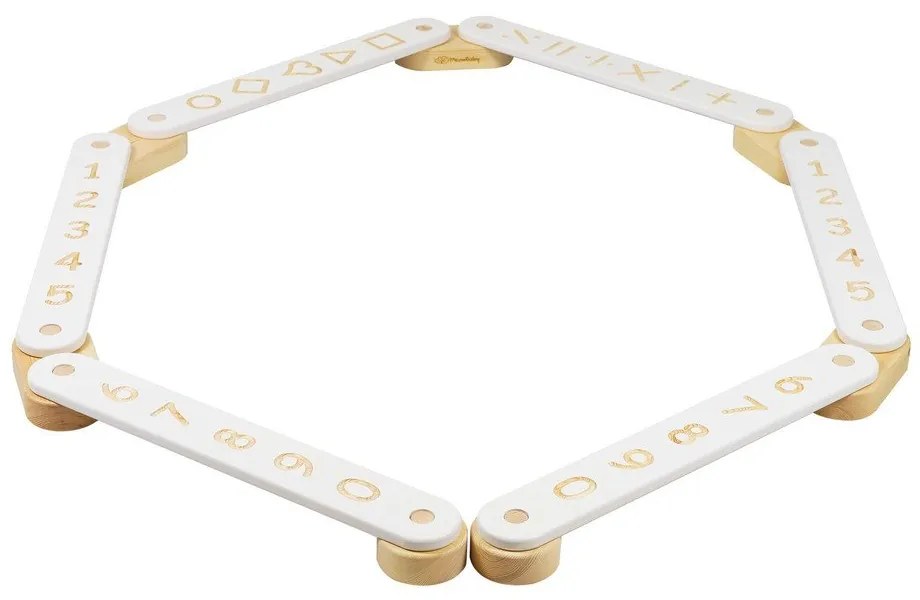 Бяла сензорна пътека от масивен бор 10x408x5 cm Montessori – Meowbaby