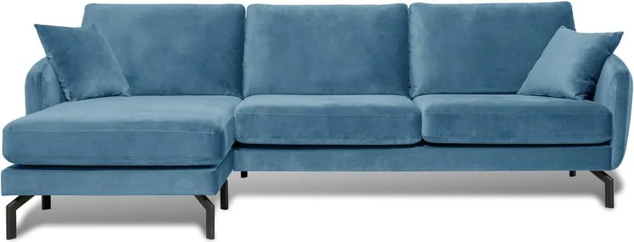Ъглов диван от синьо кадифе (ляв ъгъл) Magic - Scandic