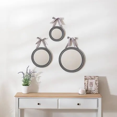 Сет огледалa с панделка atmosphera Alexia, 3бр, Сив
