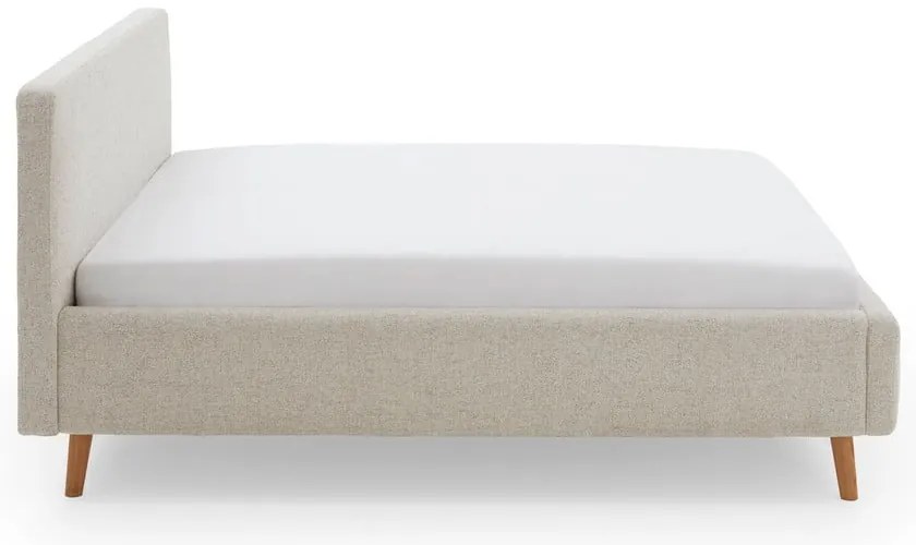 Бежово двойно легло 160x200 cm тапицирано без ламелно дъно Mattis – Meise Möbel
