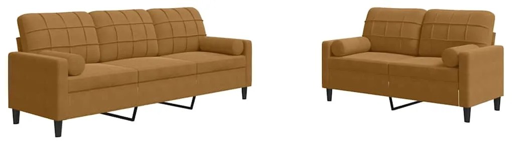 3278418 vidaXL Мека мебел от 2 части с възглавници и болстери кафяв кадифе