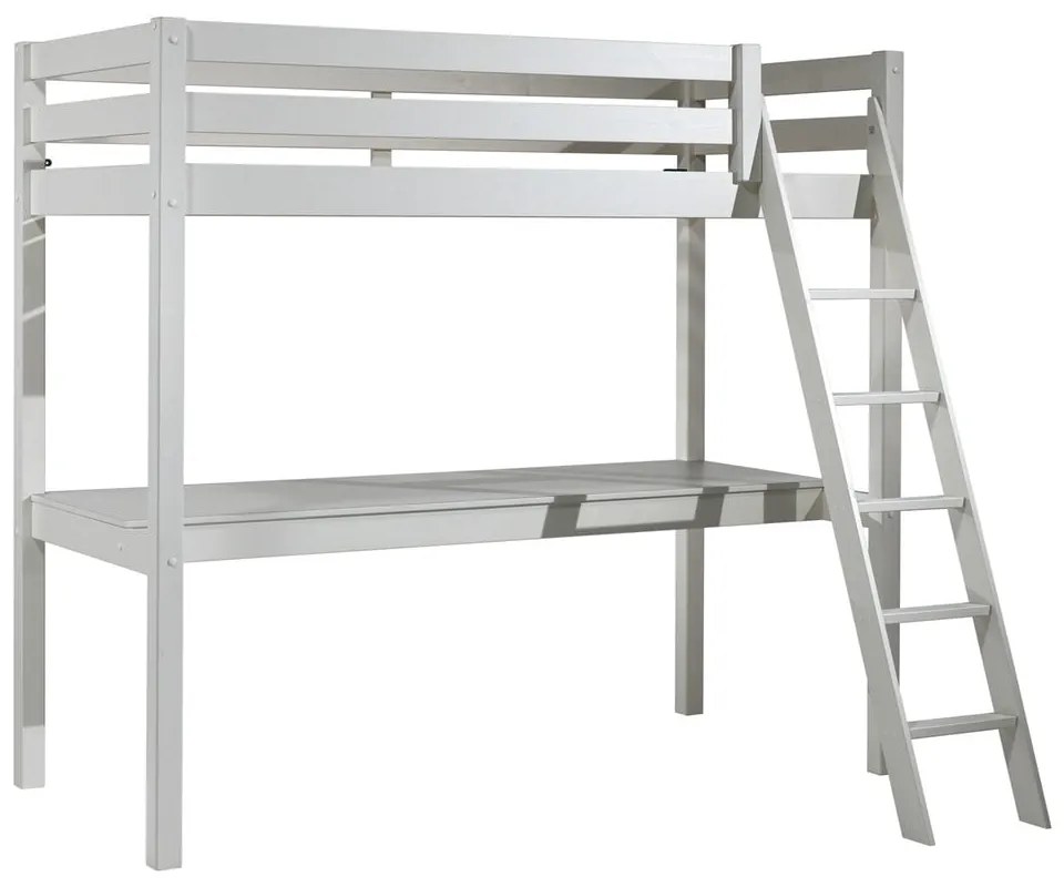 Бяло повдигнато детско легло от масивен бор 90x200 cm PINO – Vipack