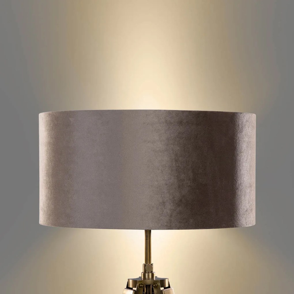 Подова лампа с триножен крак от месинг и абажур от кафяв велур 50см - Cortin