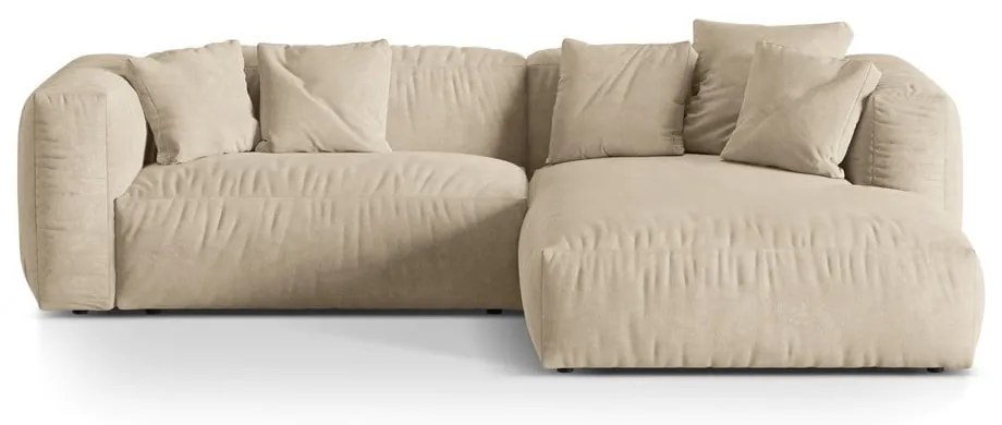Бежов кадифен модулен ъглов диван (десен ъгъл) Martina – Micadoni