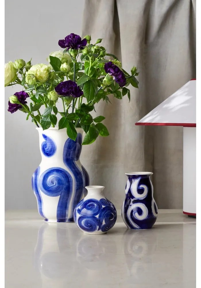 Синя ръчно рисувана каменна ваза Tulle - Kähler Design