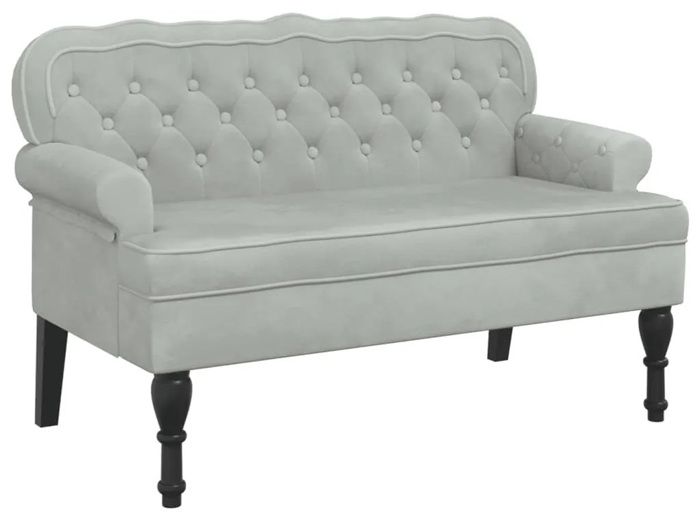 372156 vidaXL Пейка с облегалка, светло сива, 119,5x64,5x75 см, кадифе