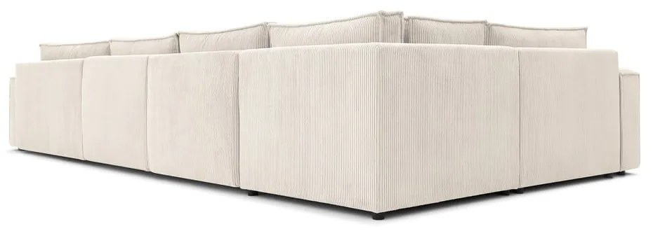 Кремав ъглов диван от велур, ляв ъгъл Nihad modular - Bobochic Paris