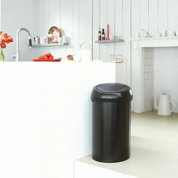 Кош за боклук Brabantia Touch Bin 647252, 60 л, Плавно и безшумно отваряне, Черен