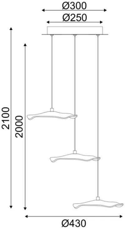 Висяща таванна лампа LED Nimfea 3-лампи