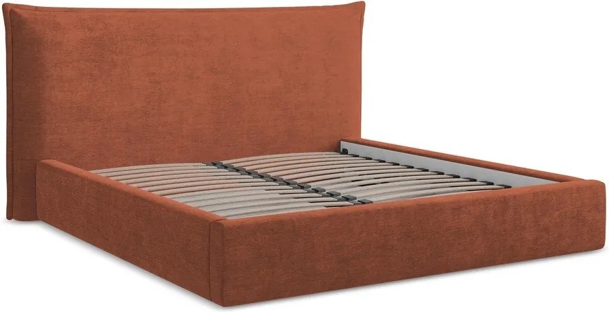 Теракотено двойно легло 140x200 cm тапицирано с място за съхранение с включена подматрачна рамка Esala – Makamii