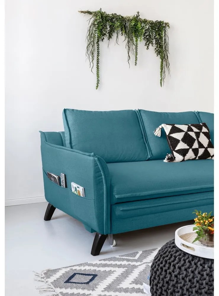 Тюркоазен ъглов разтегателен диван, десен ъгъл Charming Charlie - Miuform