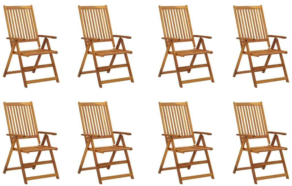 3075053 vidaXL Сгъваеми градински столове, 8 бр, акация масив