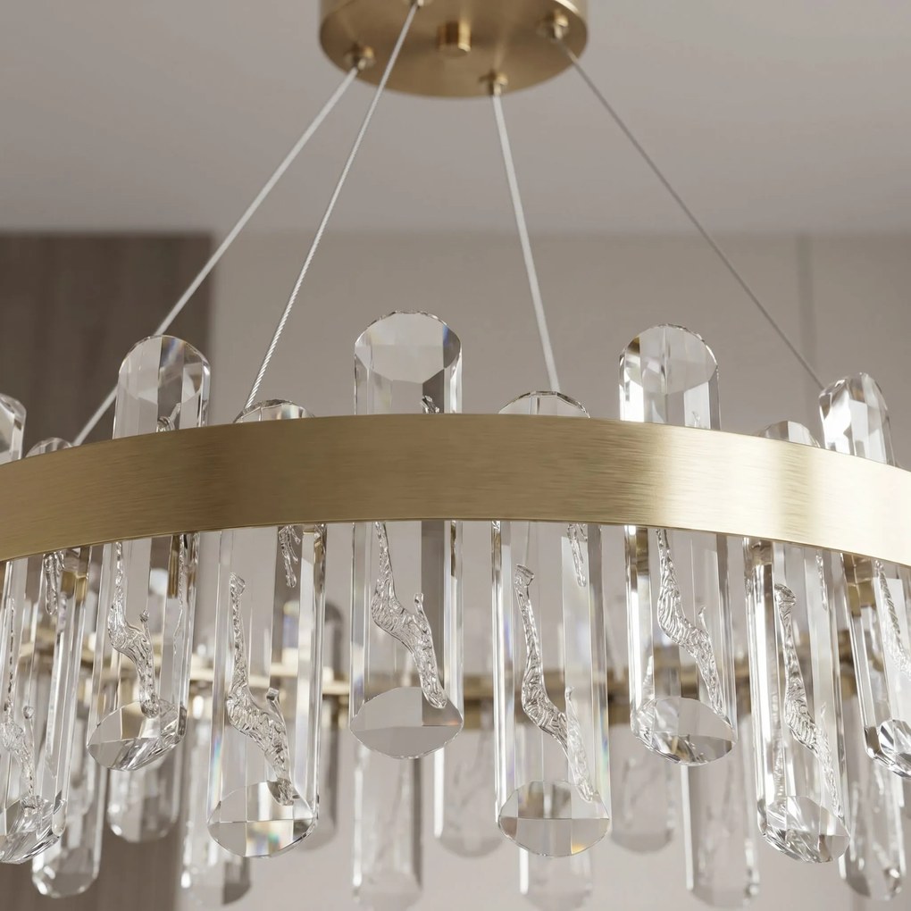 LED кристална висяща лампа SWE074-1CP 50см Brushed Gold