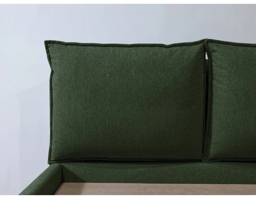 Тъмнозелено двойно тапицирано легло с място за съхранение с включена подматрачна рамка 180x200 cm Garance – Bobochic Paris