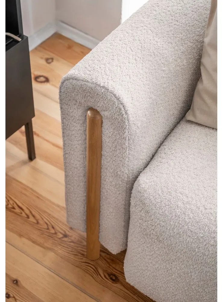 Бежов сгъваем/с място за съхранение диван от прежда с примки от букле 244 cm Arcadova – ELTAP