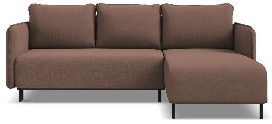 Розов разтегателен ъглов диван с място за съхранение (десен ъгъл) Luana – Makamii