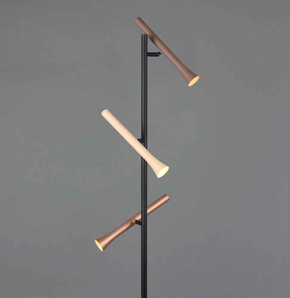 Черна LED подова лампа с метален абажур (височина 150 cm) Fiato – Trio