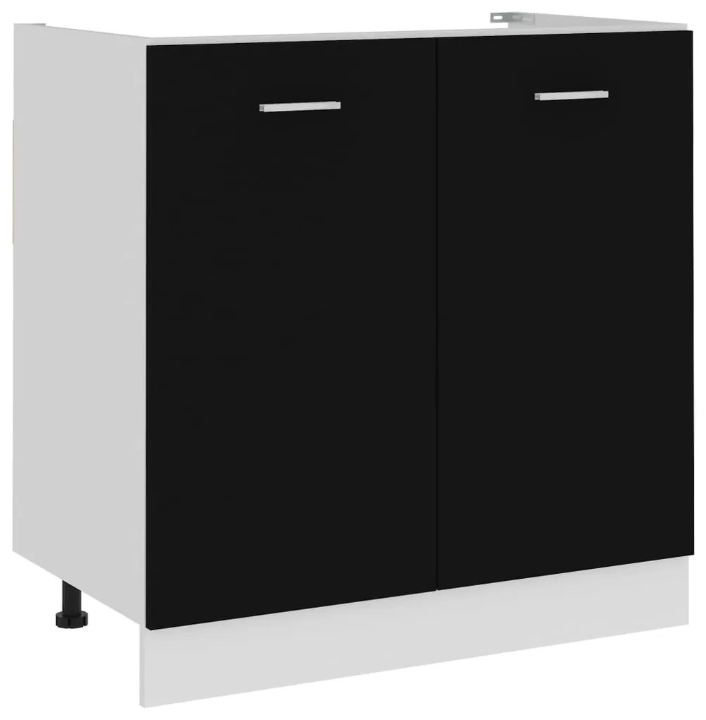 801197 vidaXL Долен шкаф за мивка "Lyon", черен, 80x46x81,5 см, инженерно дърво