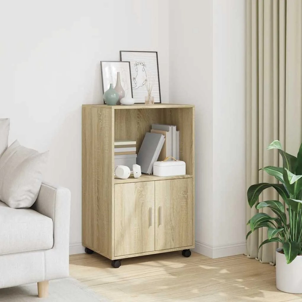 853184 vidaXL Подвижен шкаф, дъб сонома, 55x40x91 см, инженерно дърво