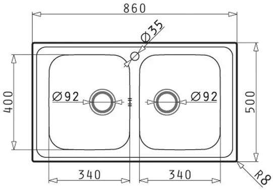 Мивка Pyramis Athena Extra 2B-Дължина: 86 см-Текстурирана
