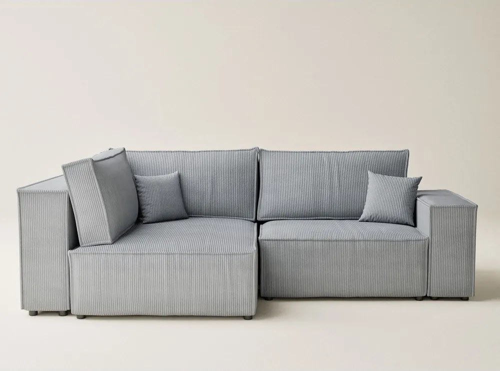 Сив сгъваем/с място за съхранение ъглов диван от рипсено кадифе (ляв ъгъл/L форма) Tonga – Maison de Rêve