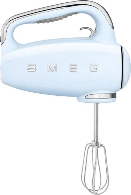 Ръчен миксер SMEG 50's Style HMF01PBEU, 250W, 9 скорости, Турбо, Скрит LED дисплей, Таймер, Аксесоари, Син