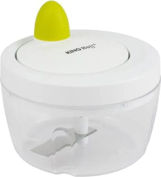 Мини ръчен чопър KingHoff KH 6116, Острие от неръждаема стомана, Бял/зелен