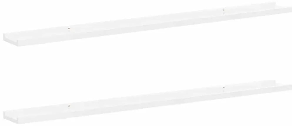 326652 vidaXL Стенни рафтове, 2 бр, бял гланц, 115x9x3 см